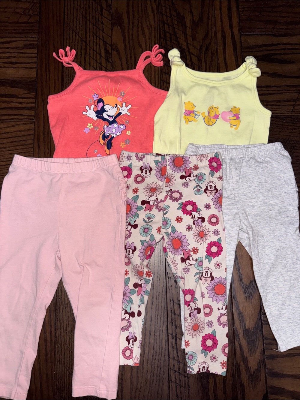 Disney Girls Tank & Legging Set - Coral, Yellow, Pink, Gray